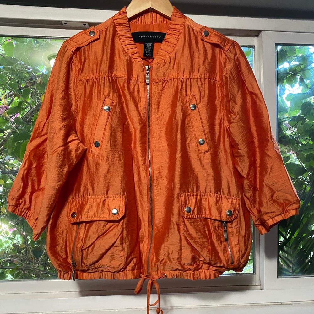 Apostrophe orange bomber jacket/windbreaker. - Picture 1 of 3